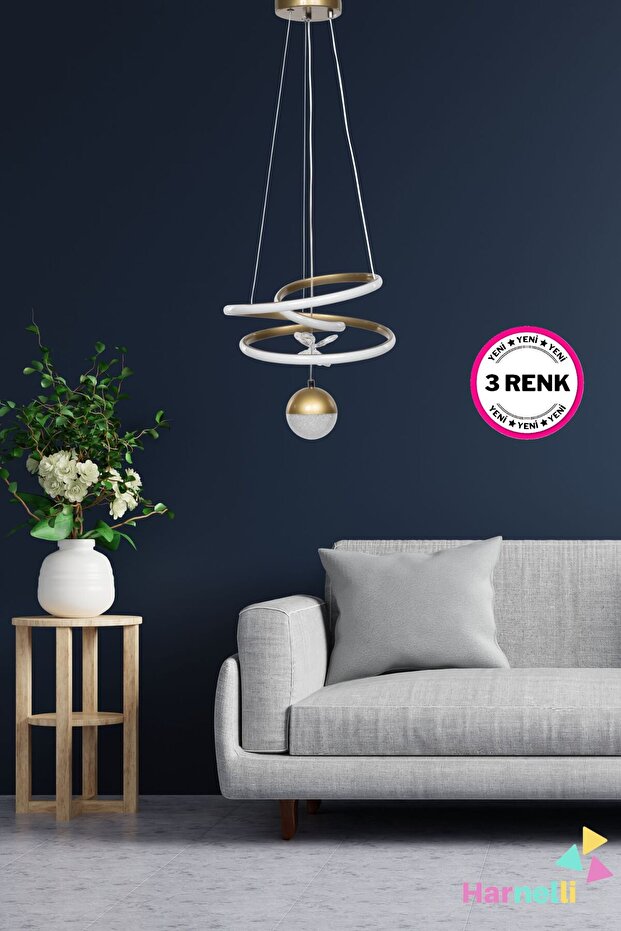 3 Renk Yanabilen Şeker Camlı Modern Ledli Avize - 2