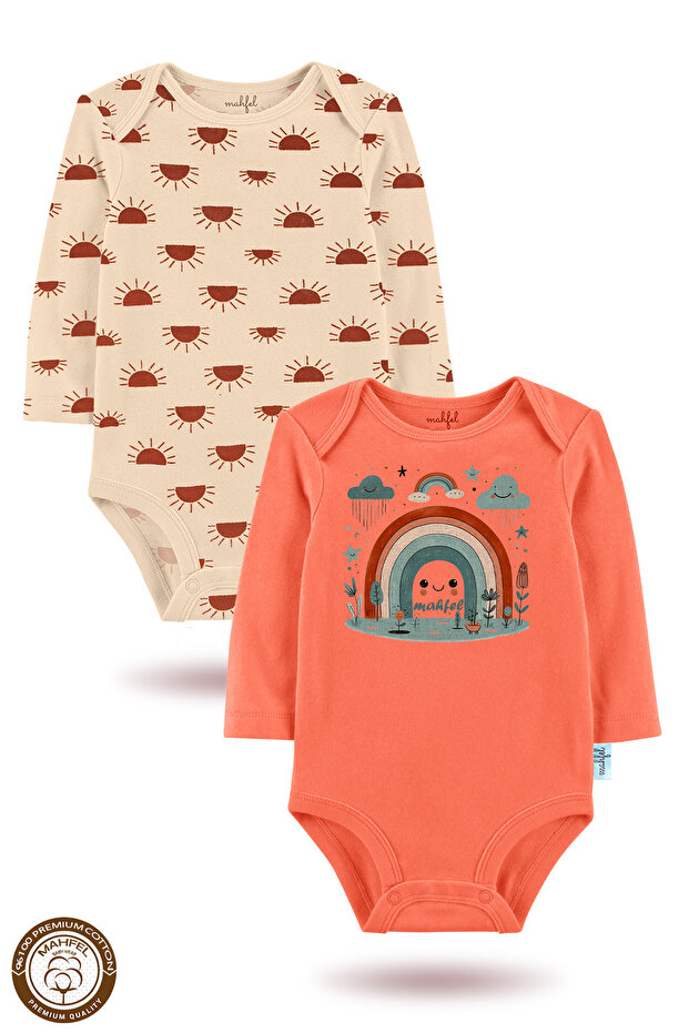 2-Piece 100% Cotton Organic Printed Snap Fastener Baby Bodysuit