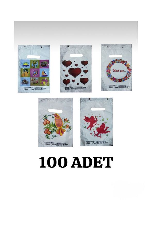 Beyaz Poşet 100'lü No 0 Takviyeli Poşet 20x30 cm El Geçme Baskılı Poşet Blok Poşet - 1