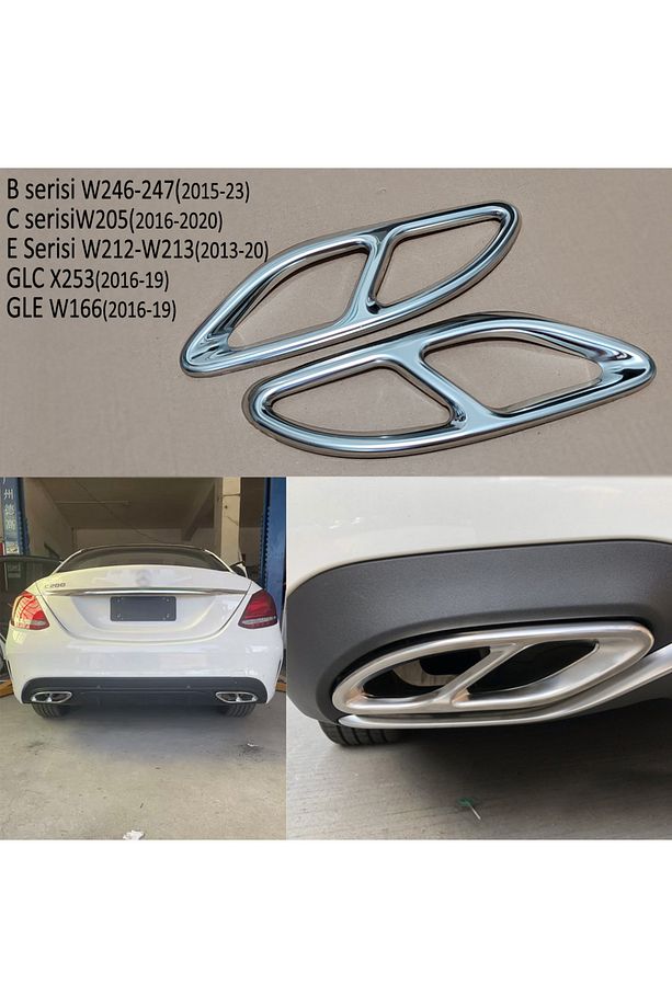 W205 Egzoz Ucu - W205 Çift Çıkış Egzoz ucu C180 C200D - 1