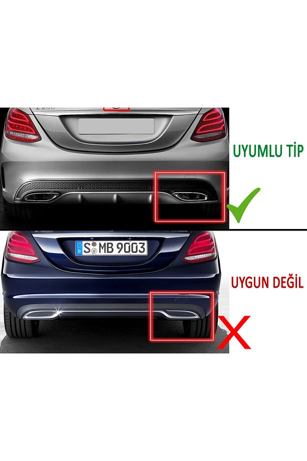 W205 Egzoz Ucu - W205 Çift Çıkış Egzoz ucu C180 C200D - 3