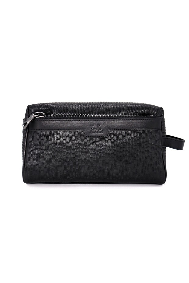 Genuine Leather Lizard Print Travel / Shaving Bag Dopp Kit