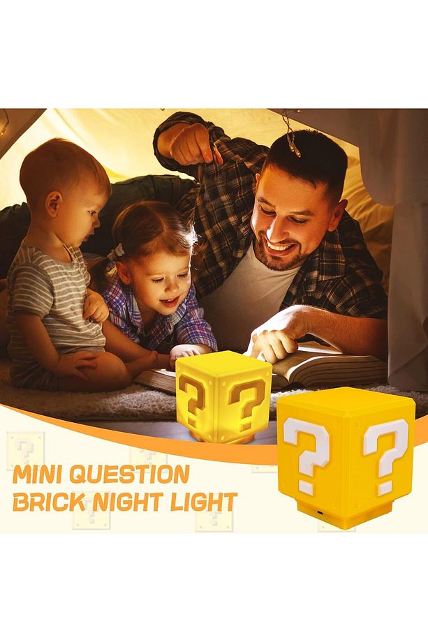 Super Bros Mini Question Block Night Light,Bedside Masa Gece Lambası - 1