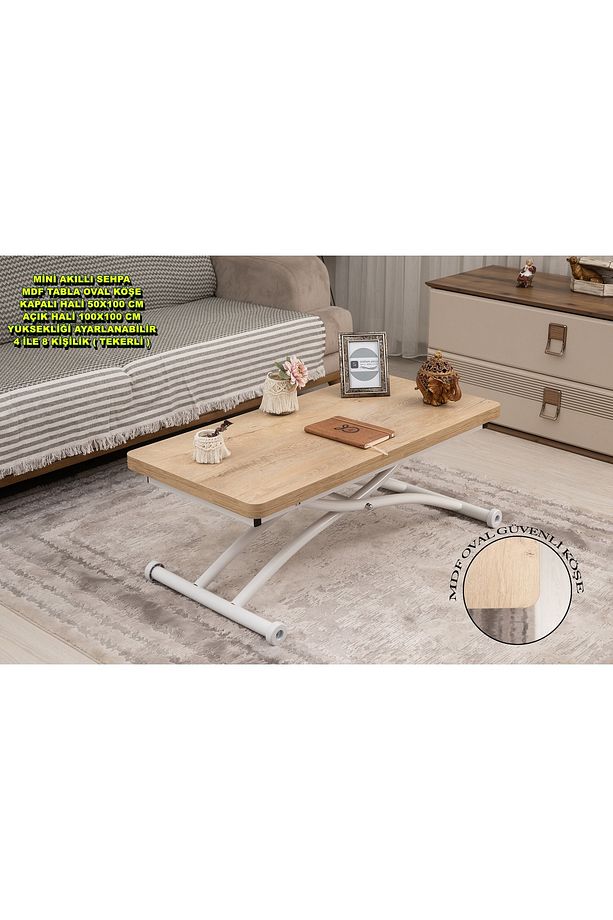 Mini Juppo Üst Tabla Mdf Velimeşe Oval Köşe Alt Ayak Beyaz Dışa Kıvrım - 1