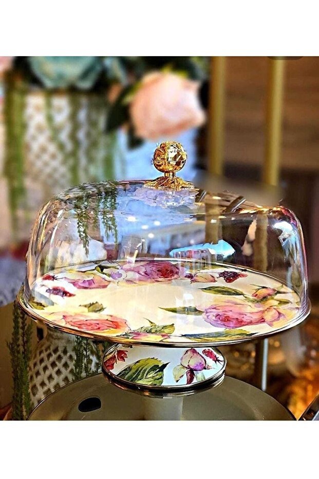Rose Vintage Enamel Cake Pastry Presentation Stand