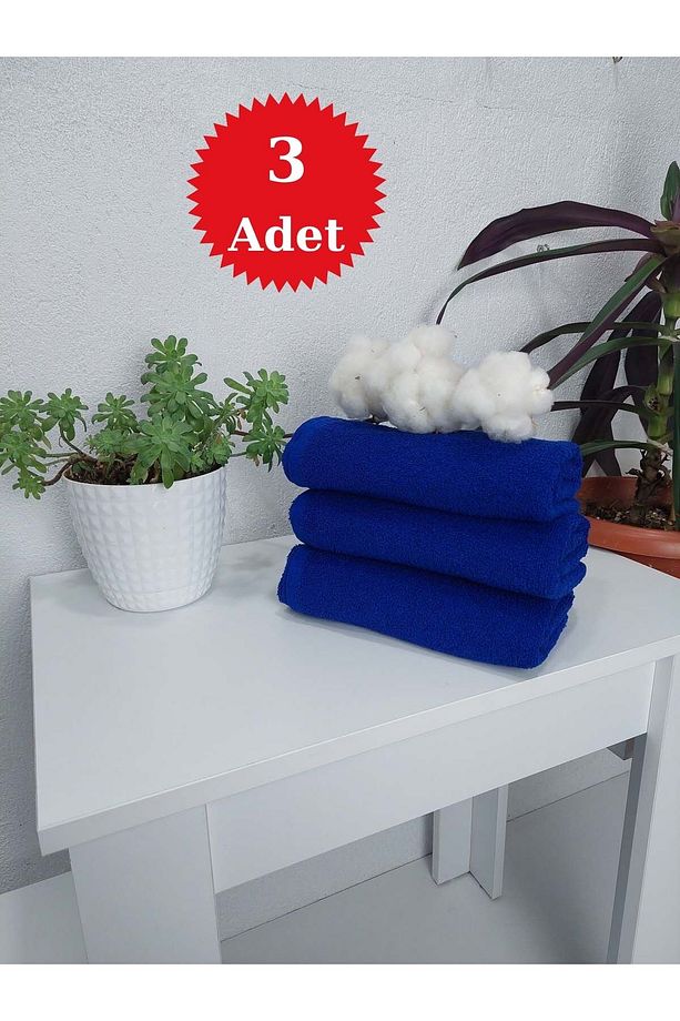 Royal Mavi Berber Havlusu Kuaför Havlusu Sporcu Havlusu Yüz Havlusu Baş Havlusu 50x90 Cm 3 Adet - 1