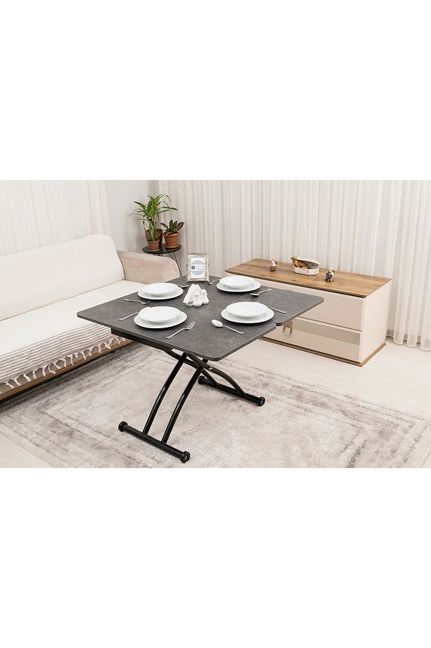 Akıllı Sehpa Mini Juppo Üst Tabla Mdf Kartal Oval Köşe Alt Ayak Siyah Dışa Kıvrım - 3