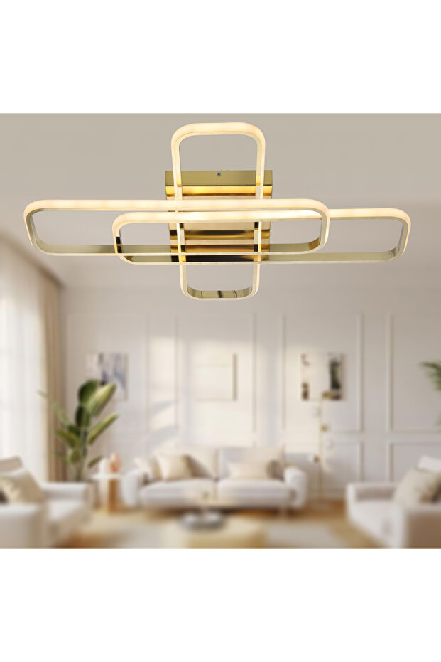TT324-SR TT Aydınlatma ( Gün Işığı ) 57 x 17 Profil Sarı Kaplama 3 lü Plofonyer Led Avize - 3