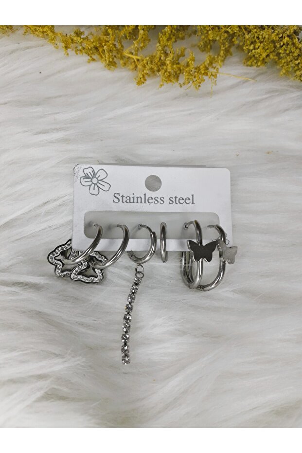 ÇELİK ALTILI SİLVER MODELLİ KÜPE - 1