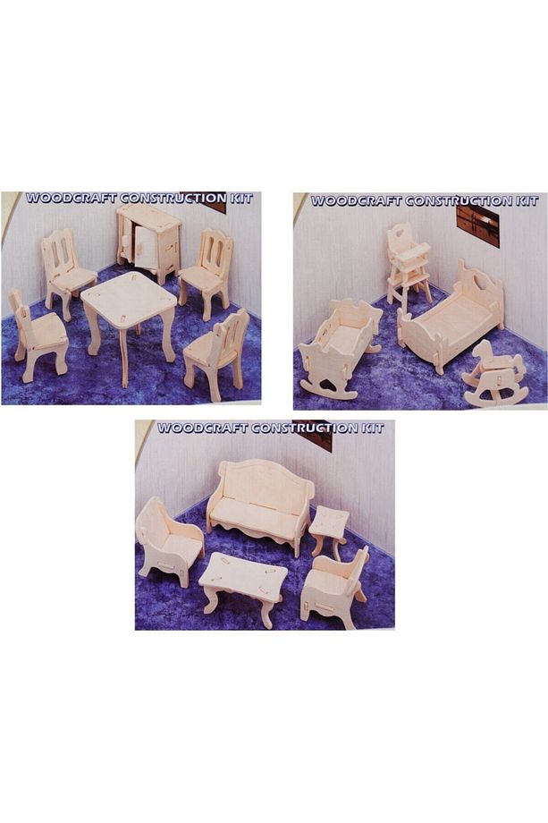 3'lü Ahşap Maket Set 3 Boyutlu Boyanabilir - 1