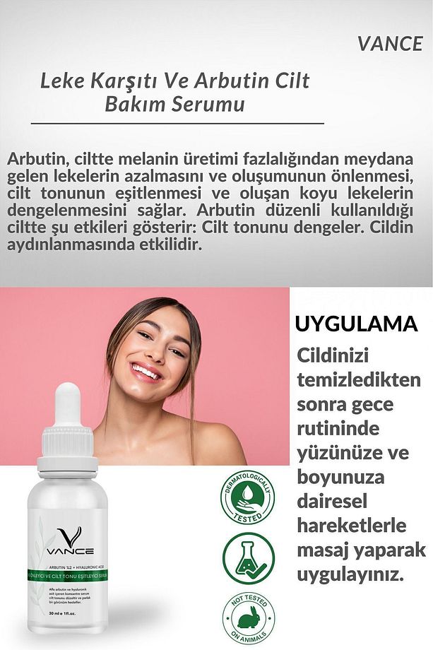 Leke Karşıtı, Cilt Tonu Eşitleyici Arbutin Serum (ARBUTİN%2 HYALURONİCACİD) - 3