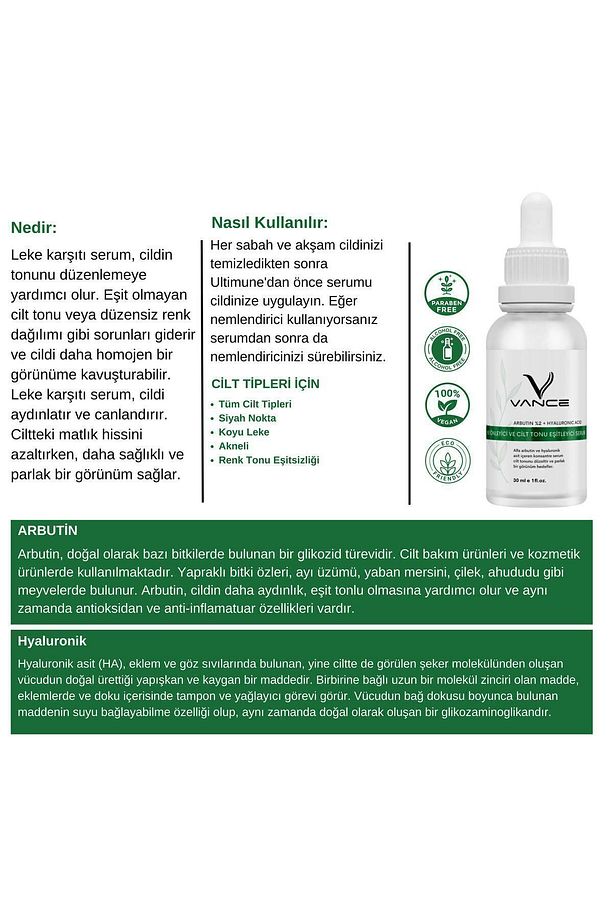 Leke Karşıtı, Cilt Tonu Eşitleyici Arbutin Serum (ARBUTİN%2 HYALURONİCACİD) - 4