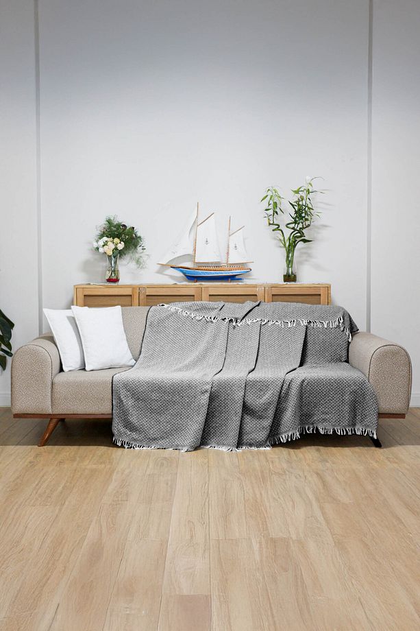 Koltuk Örtüsü 180 X 200 Cm Kanepe Çekyat Divan Berjer Örtüsü Pamuklu Yikanabilir Sade Şal - 5