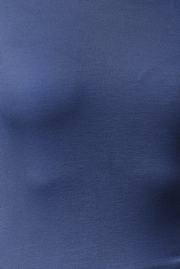 İndigo Viskon Bisiklet Yaka Crop Esnek Örme Bluz TWOAW24BZ00116 - 2