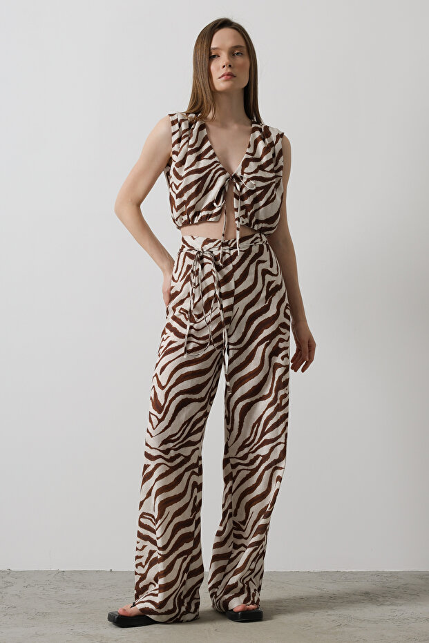 Çok Renkli Desenli Wide Leg/Geniş Paça Pantolon TWOSS25PL00035 - 1