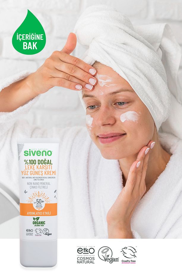 %100 Doğal Yüz Güneş Kremi Leke Karşıtı Aydınlatıcı Mineral Filtre UVA UVB SPF 50+ 30 ml - 6