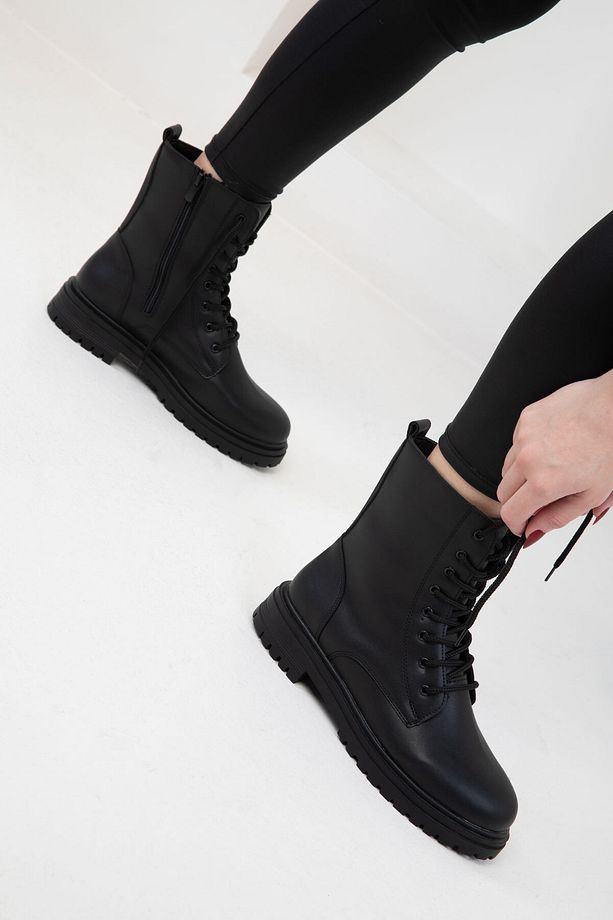 Siyah-Siyah Kadın Bot & Bootie 13786 - 3