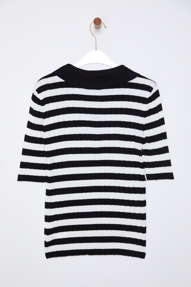Siyah*001 Basic Polo Yaka T-Shirt Görünümlü İnce Bluz TWOSS20BZ0112 - 9