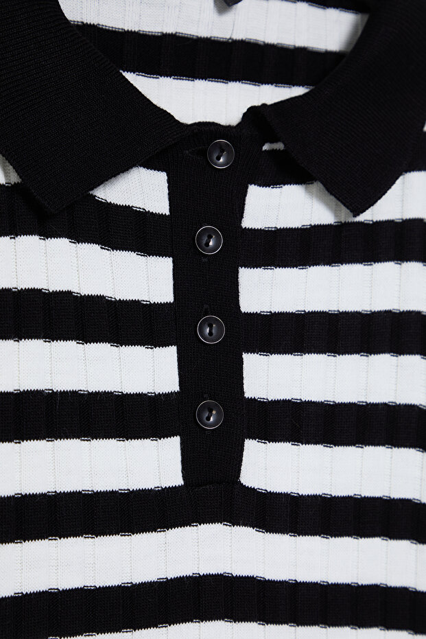 Siyah*001 Basic Polo Yaka T-Shirt Görünümlü İnce Bluz TWOSS20BZ0112 - 8