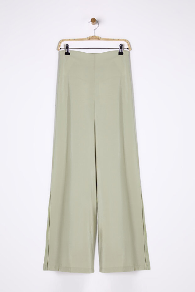 Mint Modal Wide Leg / Geniş Paça Yüksek Bel Yırtmaçlı Dokuma Pantolon TWOSS25PL00006 Palazzo - 8