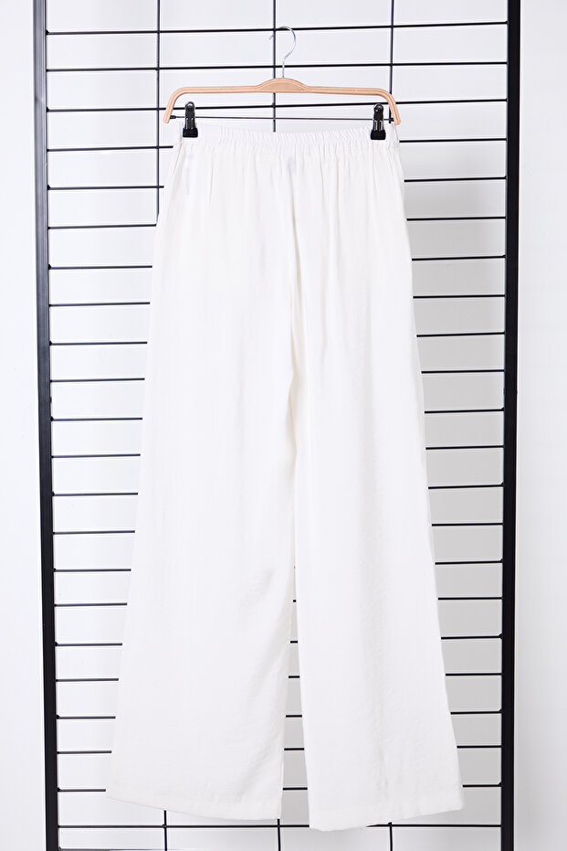 Bej Yumuşak Tuşeli Wide Leg/Geniş Paça Dokuma Pantolon TWOSS25PL00004 - 8