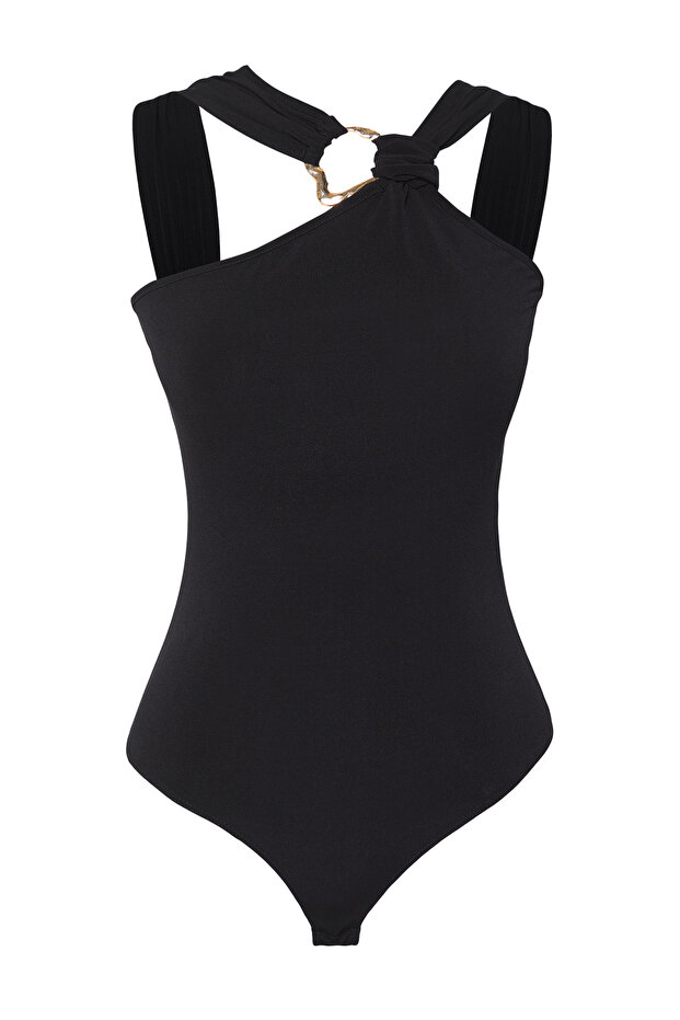 Siyah Aksesuar Detaylı Çıtçıtı Örme Body TPRSS25BD00002 - 9