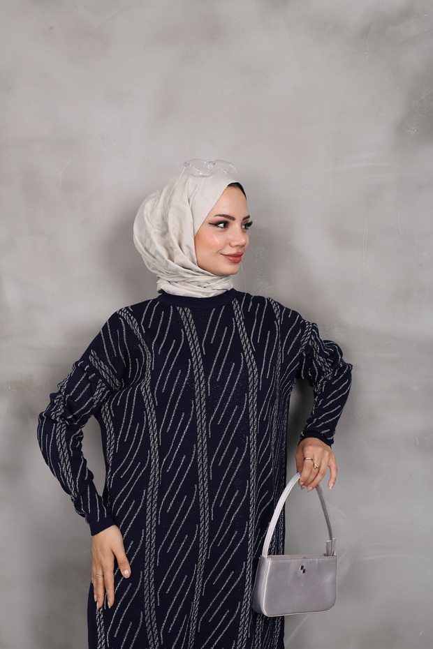 Desenli Simli Triko Tunik - 5