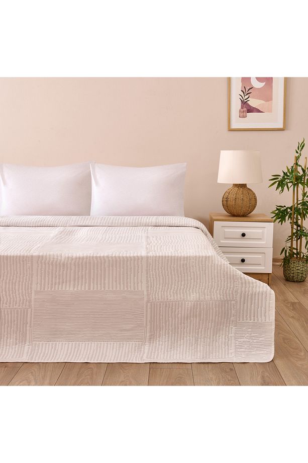 Soft Arven Tek Kişilik Yatak Örtüsü - Beyaz - 180x240 cm - 1