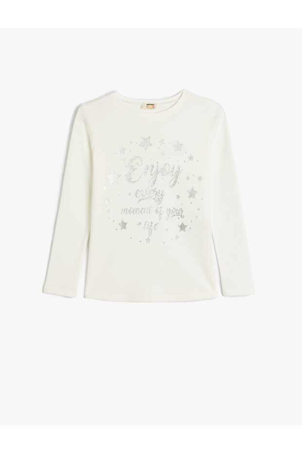 Crew Neck Long Sleeve Cotton Printed T-Shirt