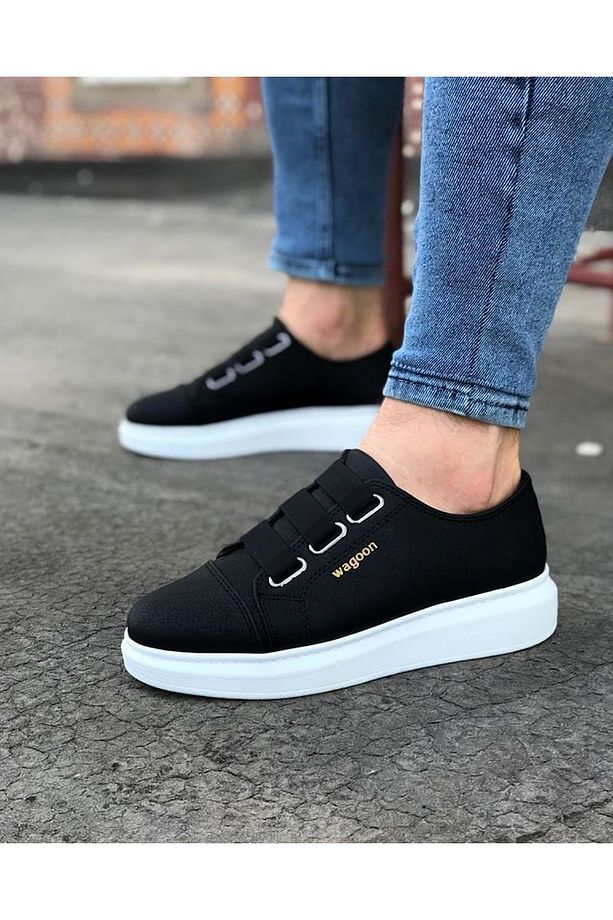 Wg026 Siyah Kalın Taban Casual Erkek Ayakkabı - 1