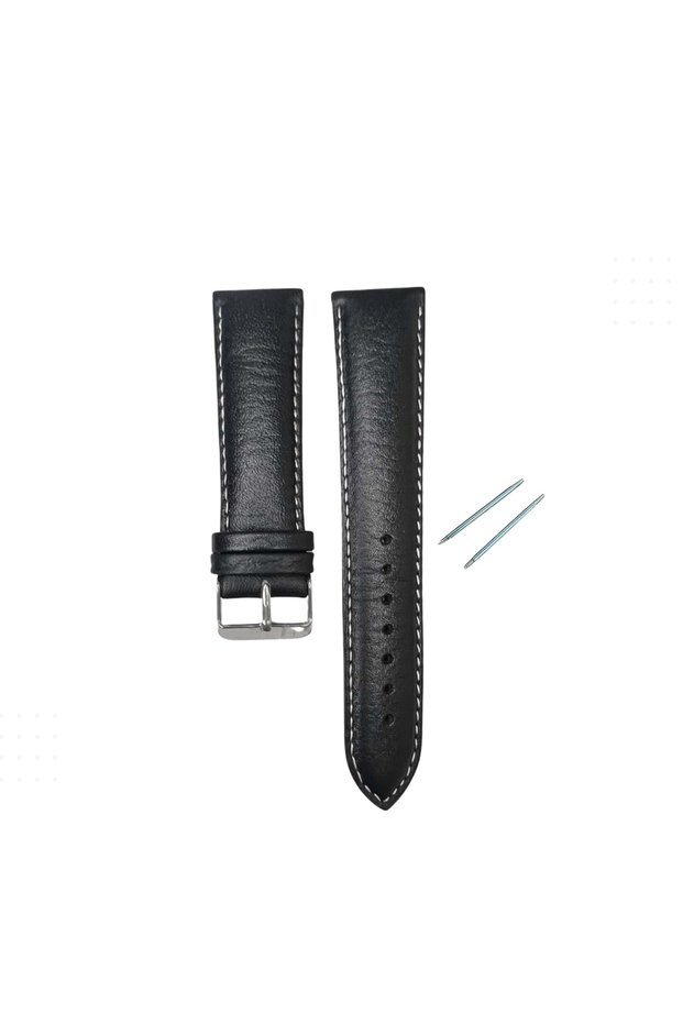 حزام جلدي RC3002W - أسود-أبيض - 20 مم