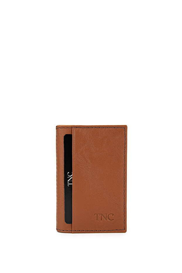 Unisex Genuine Leather Tan Leather Card Holder