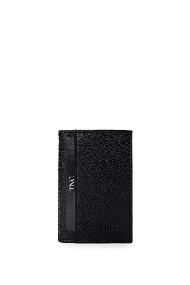 Unisex Genuine Leather Black Caviar Card Holder