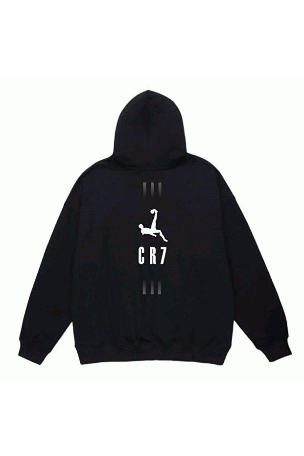 RONALDO design printed Black Hooded unisex Sweatshirt 98X