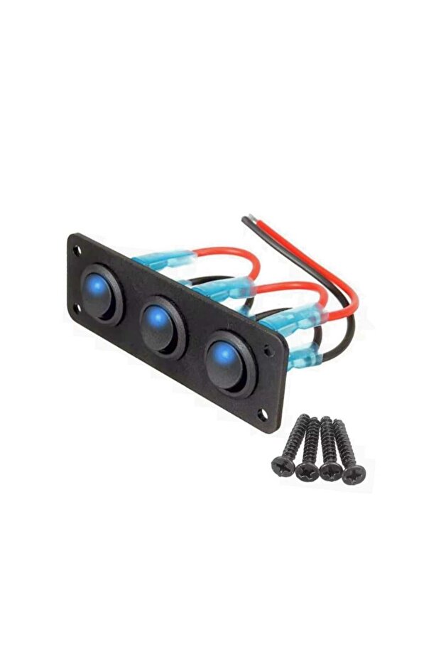 On-Off Anahtarlı Switch Panel 3'lü Mavi Işık - 1