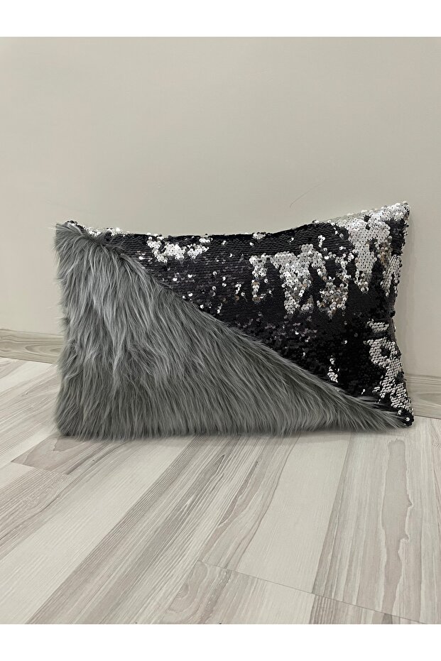 غطاء وسادة مثلث مستطيل من القطيفة مزين بالترتر - 6