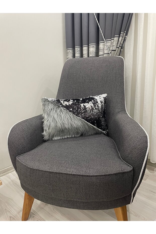 غطاء وسادة مثلث مستطيل من القطيفة مزين بالترتر - 7