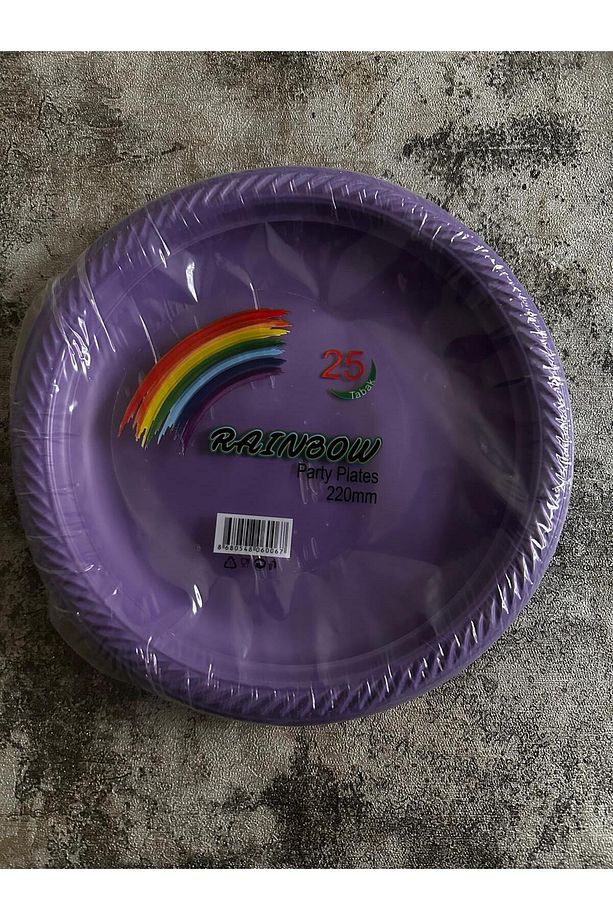Partycom 25 adet Mor yuvarlak sert plastik tabak 22 cm - 1