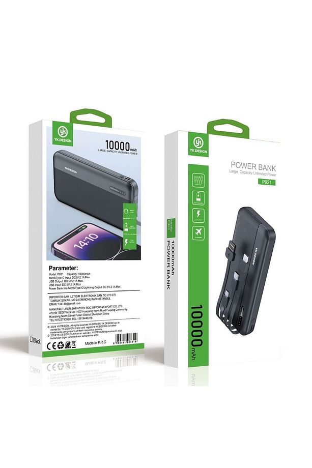 ® 1000 mAh Micro Type-C USB Lightning 4 Kablolu Hızlı Kablosuz Şarj Powerbank - 2