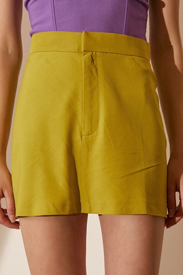 Yüksek Bel Şort Hardal - 5