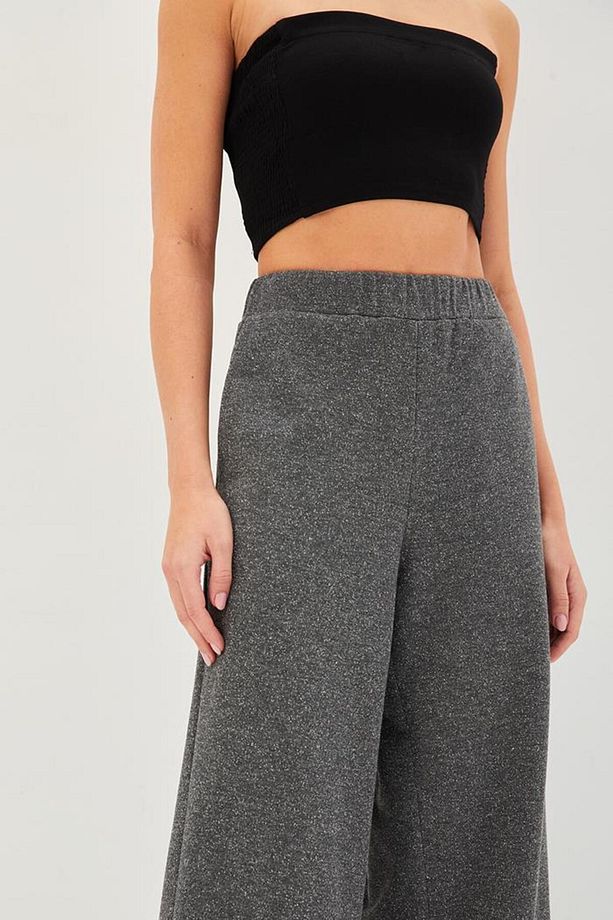 Beli Lastikli Simli Regular Örme Pantolon - 3