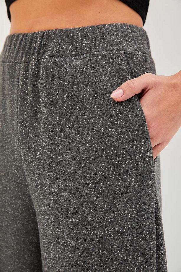 Beli Lastikli Simli Regular Örme Pantolon - 5