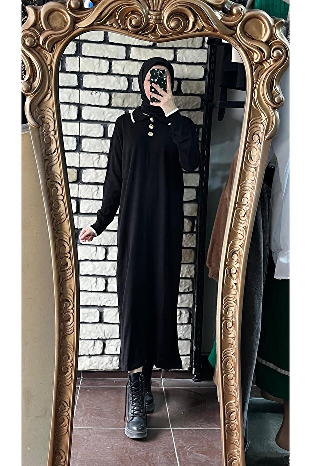 Polo yaka triko elbise - 1