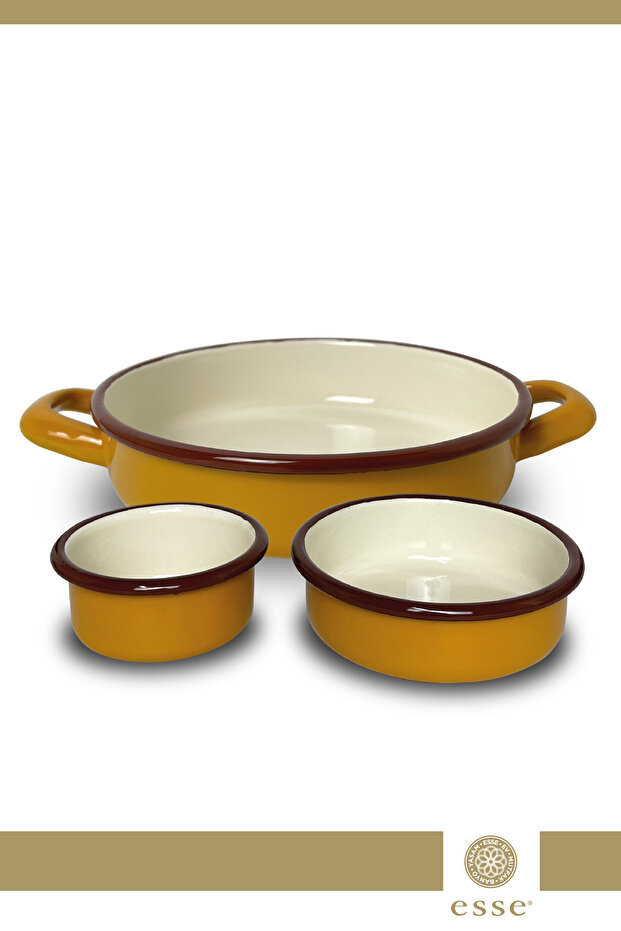 Enameled Sahan and Snack Bowl Set