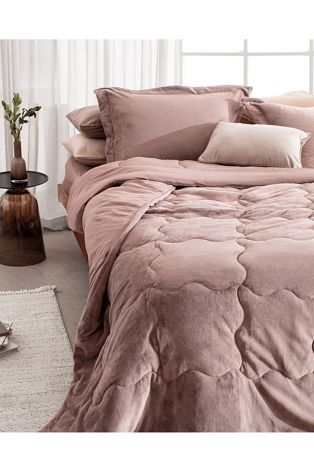 Kaira Tek Kişilik Comforter Set - Pudra - 2