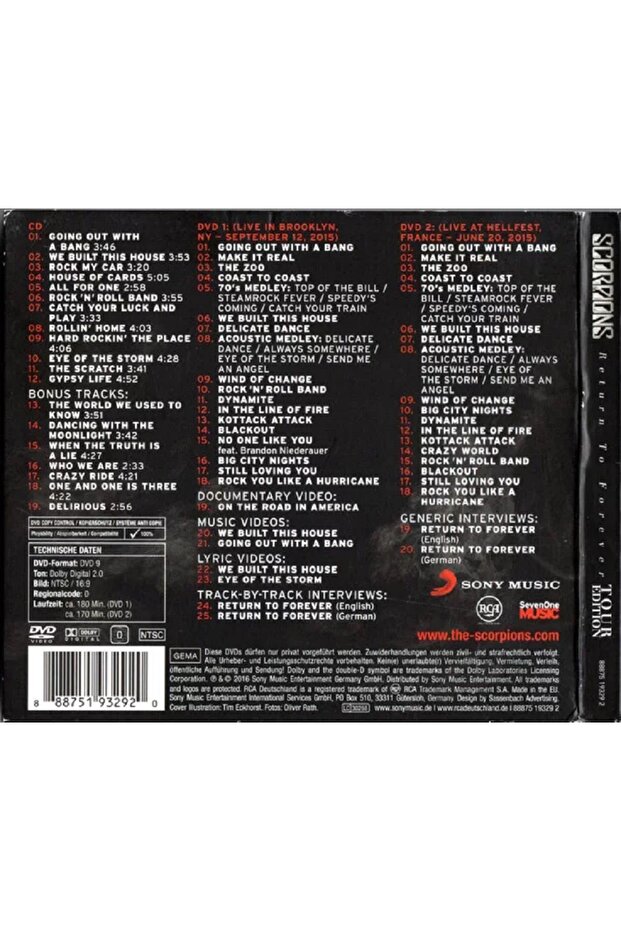 Scorpions – Return To Forever - Tour Edition (2016) CD + 2 DVD - 2
