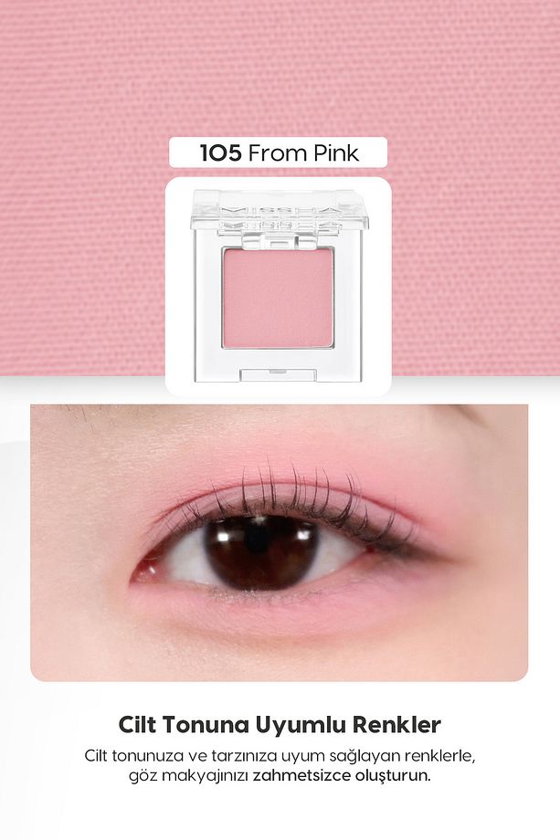 Yumuşak Dokulu, Dökülme Yapmayan Mat Tekli Göz Farı Modern Shadow Matte (105 From Pink) - 2