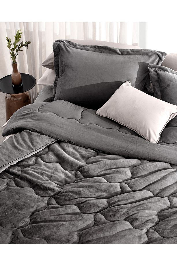 Kaira Çift Kişilik Comforter Set - Antrasit - 3