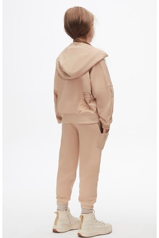 Girl's Soft Textured Zipper Tracksuit 2 Piece Set