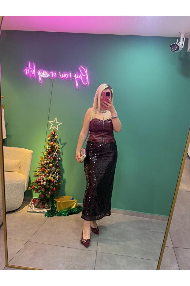 Bordo Deri Büstiyer - 3